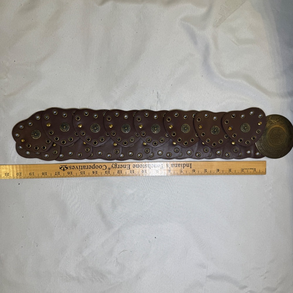 Brown Faux Leather Wide Boho Statement Belt with‎ Ornate Medallion Buckle SM - Picture 6 of 9